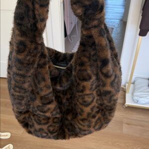 Urban Expressions Brown Leopard Faux Fur Shoulder Bag